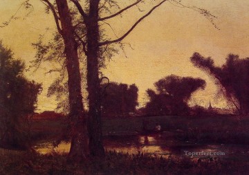 Sunset2 paisaje tonalista George Inness Pinturas al óleo